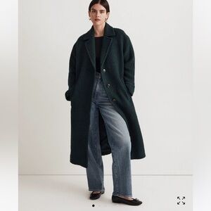 Madewell The Alonzo Coat in Bouclé NN385 Size XXS Green Italian Wool Long Coat